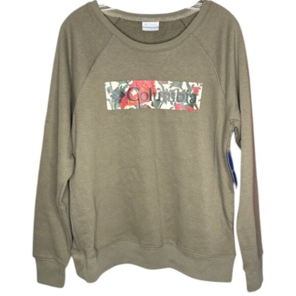 Columbia Tops - Columbia Barlow Basin Floral Graphic Crew - Olive - M